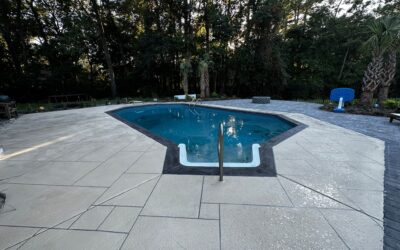 Pool Deck Restoration, Stencil overlay, Stamp Concrete Overlay and knock down Cool Deck